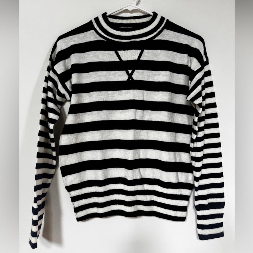 Madewell Crewneck Sweater in Navy and White Stripes